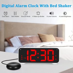 <b>Bed</b> Shaker Vibrating Alarm Clock Heavy Sleepers Hearing Impaired Teens Desk Clock 2USB Charging Digital Display SnoozeRéveil - Product Image 4