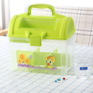 Childrens Medicine <b>Storage</b> <b>Box</b> Multi Compartment Plastic Organizer With Handle For Jewelry Parts And Toys <b>Blue</b> Color - Product Image 2