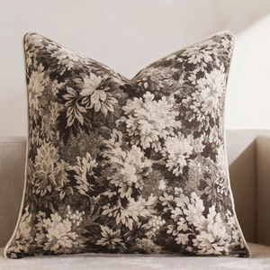 花柄枕カバー 18 x 18インチ、ヴィンテージシェニールスクエア、リビングルーム、寝室用 - Product Image 2