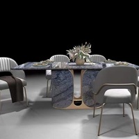 Terrazo Azul Zafiro de Ensueño: Terrazo Pulido Premium con Agregados Azules Zafiro para Paredes Decorativas en Hoteles y Salas de Estar