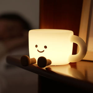 Coffee Cup Silicone Night <b>Light</b> <b>USB</b> <b>Rechargeable</b> LED Kids Bedroom Tap Control Color Changing RGB Dimmable Lamp - Product Image 3
