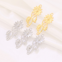 Connecteurs en acier inoxydable plaqué or, motif filigrane tendance, en forme de tournesol, pour bijoux DIY, breloques faites à la main pour enfants