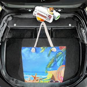 Sac fourre-tout décontracté en toile réutilisable avec logo personnalisé, imprimé numériquement, grande capacité, pliable, avec fermeture éclair, pour la plage et les voyages d'été - Product Image 3