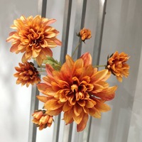 Dahlias artificiels faits main en plastique, 6 têtes, design moderne, pour la photographie de mariage en fin d'automne, accessoires de décoration intérieure