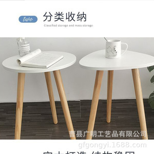 Mini table basse en bois, plateau rond 40x55 cm, table de chevet moderne et minimaliste pour chambre à coucher ou chambre de fille - Product Image 4