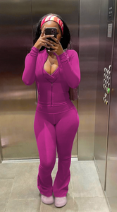 Großhandel Maßgeschneiderte Damen Trainingsanzug-Sets, Sweatsuit-Outfits mit Schmaler Hose, Langärmlige Joggingbekleidung, Zweiteilige Sets für Damen mit Schlaghose - Product Image 3