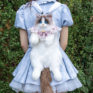 Zaino a Forma di Gatto Ragdoll Bicolore in Peluche DUPAN Haishan, Simulazione Realistica di Animale Carino per Decompressione - Product Image 4