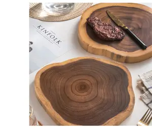 बबूल की लकड़ी काटने बोर्ड रचनात्मक प्राकृतिक पेड़ स्टंप अनियमित आकार रसोई काट ब्लॉक डेसर्ट प्लेट शूटिंग सहारा