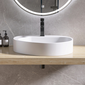 Lavabos Modernos para Baño con Lavabo Sobre Encimera en Blanco Mate, Lavabo de Superficie Sólida para Lavarse las Manos, Proveedor para Hoteles - Product Image 5