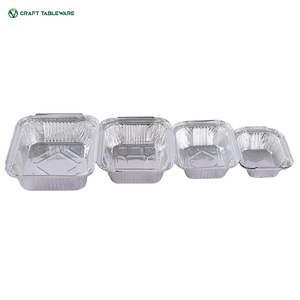 Boîte alimentaire rectangulaire jetable en <span class=keywords><strong>aluminium</strong></span> écologique 196*126*53mm avec couvercle en plastique PET 196*126*53mm <span class=keywords><strong>pour</strong></span> plats à emporter - Product Image 1