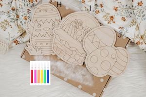 Easter <b>Basket</b> Stuffers Paint Kits Unfinished Wooden Bunny Egg Diy Ornaments With Marker - Product Image 3