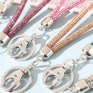Kalung Kristal Rhinestone Berkilau Universal, Gantungan Ponsel Rantai Panjang, Tali ID Card, Liontin Mobil - Product Image 6