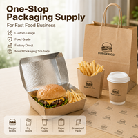Boîte à hamburger jetable en papier doublé d'aluminium, emballage alimentaire personnalisé pour restaurant de restauration rapide