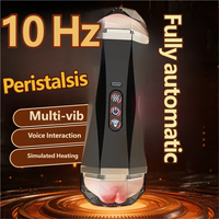 Masturbateur masculin entièrement automatique à 10 fréquences, avec synchronisation vocale, chauffage, enveloppe de langue, double stimulation orale et vaginale, en TPE
