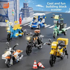 <b>Plastic</b> Building <b>Blocks</b> Educational Assembly Toy Transportation Vehicles for Boys (Tricycle Bicycle Electric Car) - Product Image 1