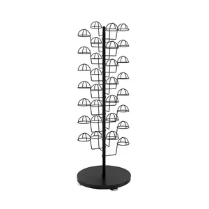 Nano Baking Paint Hanging 20/25/30/35 Hat Shop Display Holder,Strong and Movable Metal Wire Wig Display Rack For Supermarket