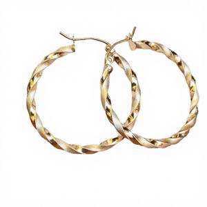 Pendientes de Aro Grandes de Latón Chapado en Oro con Diseño Simple de Giro y Zirconia, Estilo Vintage, Joyería de Moda para Fiesta, para Mujer, ¡Venta Caliente! - Product Image 2