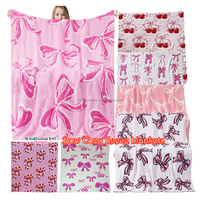 Logo personnalisé en gros couverture de Noël canapé bébé ruban confortable rose en peluche chaud grand arc hiver nœud papillon polaire jette des couvertures