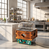 Cubierta Antipolvo de Madera y Acero Inoxidable para Máquina Eléctrica de Oden de 9 Rejillas, Calidad Premium Personalizada, para Equipos Comerciales Profesionales