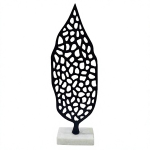 Jaffs Exports New Metal Leaf Sculpture Abstract Geometric Design Handmade Eco-Friendly Artistic Tabletop <b>Decor</b> for Living Room - Product Image 1