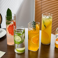 Koffieshop Transparante Highball Glas Koffiebeker Rechte Vierkante Sap Fruit Thee Latte Collins Koud Drankje Glas voor Thuis Café Gebruik