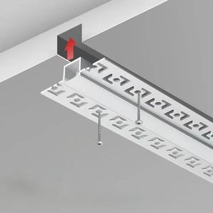Perfil LED Empotrado en Yeso sin Moldura para Iluminación de Techo, Disipación de Calor, Canal LED con Ranura en T, Difusor Negro, Gran Venta - Product Image 2