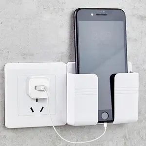 Sesame TERBAIK rak penyimpanan telepon tanpa bor terpasang di dinding untuk pemegang ponsel plastik pengisi daya