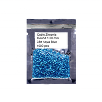 Nouvelles pierres de zircone cubique de forme ronde, taille étoile, 1 mm, 2 mm, 3 mm, couleur bleue, 1000 pièces, pour bijoux, bracelets et bagues