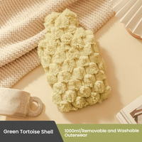 Bouillotte réutilisable en PVC 500 ml, motif ananas écossais et tortue, pour l'hiver, avec housse en peluche