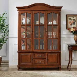 Mueble <span class=keywords><strong>de</strong></span> Madera Estilo Americano para Vino, Vitrina con Puerta <span class=keywords><strong>de</strong></span> Cristal, Hecho a <span class=keywords><strong>Mano</strong></span>, Mueble Sólido para Sala <span class=keywords><strong>de</strong></span> Estar, Venta al Por Mayor <span class=keywords><strong>de</strong></span> Fábrica - Product Image 6