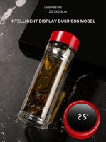 Haute qualité affichage de la température bouteille en verre exquis cahier métal stylo cadeau ensemble affaires promotionnel entreprise cadeau ensemble