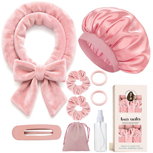 Kit de Rizadores de Cabello sin Calor, Scrunchies de Satén para Rizar el Cabello Durante la Noche, Clips para Peinar el Cabello en Casa o en el Salón - Product Image 1