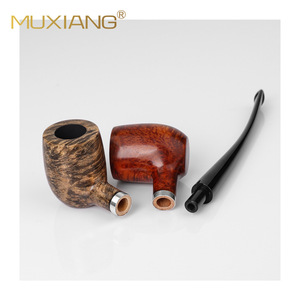Muxiang Wooden Tobacco Pipe Straight Type 3mm Acrylic Mouthpiece Long Handle Reading Pipe Customizable - Product Image 5