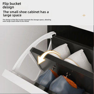 <span class=keywords><strong>Meuble</strong></span> <span class=keywords><strong>à</strong></span> <span class=keywords><strong>chaussures</strong></span> blanc en kit avec 4 étagères, grande capacité, organisateur de rangement en MDF pour couloir et espace derrière la porte - Product Image 4