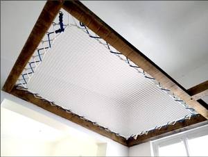 Hamac en <span class=keywords><strong>filet</strong></span> tressé en polyester blanc et <span class=keywords><strong>filet</strong></span> de sol pour <span class=keywords><strong>mezzanine</strong></span> avec service de traitement de coupe personnalisé - Product Image 4