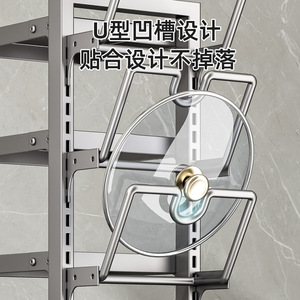 Organizador de cocina minimalista de acero al carbono, estante multicapa para ollas y tapas, estante de almacenamiento para encimera o gabinete. - Product Image 2