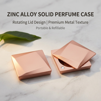 Boîte à parfum solide carrée en alliage de zinc 55*55mm, conteneur rotatif en métal pour baume, étui d'emballage d'arômes or rose