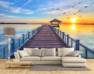 Papel pintado de <span class=keywords><strong>Lago</strong></span> de puesta de sol de paisaje natural moderno para decoración <span class=keywords><strong>del</strong></span> hogar <span class=keywords><strong>Mural</strong></span> de pared de dormitorio de PVC de fácil instalación para taller - Product Image 1