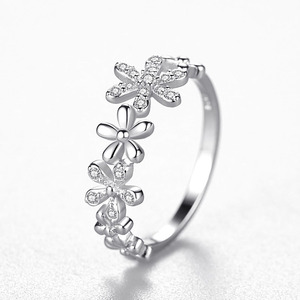Aillay moda 925 in <span class=keywords><strong>argento</strong></span> Sterling piccola margherita fiori squisiti anelli <span class=keywords><strong>da</strong></span> dito per donne ragazza dichiarazione gioielli ipoallergenici - Product Image 4