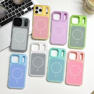 Coque de téléphone antichoc en PC+TPU avec design bonbon couleur unie, chargement magnétique sans fil 2-en-1 pour iPhone 17 Pro, 16, 15 Pro Max, 14, 13 Plus - Product Image 1