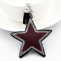 Pendentif en forme d'ours noir orné de strass avec pompons, ornement scintillant de haute qualité pour sacs et cadeaux