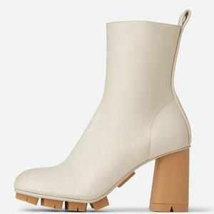 Fashion Trend Women Short <b>Boots</b> Square Toe High Chunky Heels Shoes Side Zipper Ankle - Product Image 5