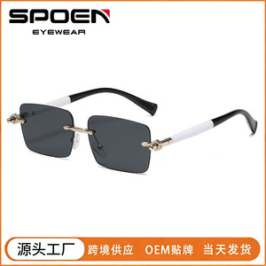 Gafas de Sol Cuadradas Sin Montura, Lentes Degradadas, Protección UV400, Ligeras, Unisex, Casuales, para Adultos, a la Moda - Product Image 5