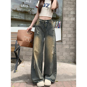 La tendencia OEM debe tener pantalones vaqueros desgastados degradados con <span class=keywords><strong>piernas</strong></span> sueltas y anchas para crear un estilo informal y fresco - Product Image 6