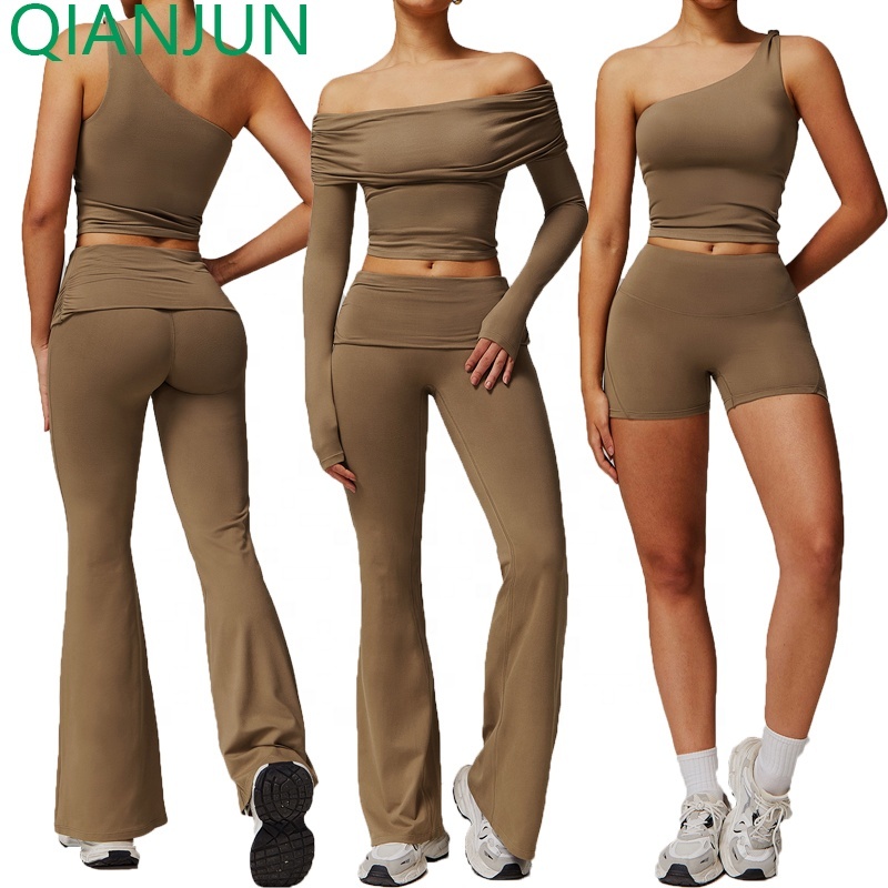 Wholesale Women's Fitness Clothing Yoga Set Breathable Gym Clothes Long Sleeve 2 Piece Yoga Sets