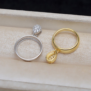 S925 Silver Pendant <b>Earring</b> <b>Holder</b> DIY Accessories Set 4838 15.5 Pearl Horse Shell Flat Bottom Hollow <b>Holder</b> Gold Plated - Product Image 2