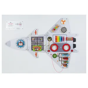 Bonito diseño con forma de avión, Panel de juego de pared interactivo, centro educativo temprano y jardín de infantes, juego de pared para niños, juguete