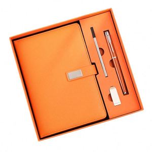 Customized Logo Luxury <b>A5</b> PU Leather Hardcover Corporate Business Gift Diary <b>Notepad</b> with Pen USB and Gift Box - Product Image 1