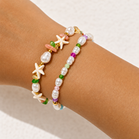 Pulsera Go2boho con Cuentas y Perlas de Imitación, Dije de Estrella de Resina Acrílica Colorida, Joyería de Playa para Mujer