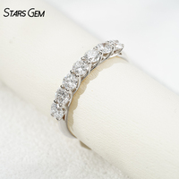 Starsgem 10 Ayar Altın Laboratuvarda Yetiştirilmiş Elmas Yüzük 1.0 karat 3.2mm DEF/Pembe Yarım Daire Parlak Kesim Unisex Yıldönümü Yüzüğü Yedi Taşlı